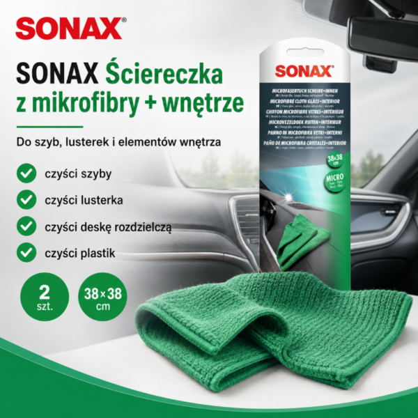 cc06127a5cf2972cc50974763fb8861d.png SONAX mikrofibra do szyb i wnętrza 2szt - 498.441 - Zielona