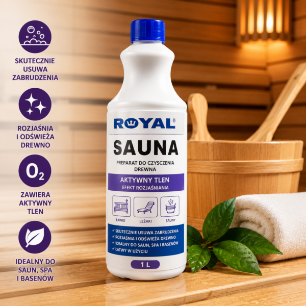 d9d62e45d109fe9dcf3e9db49b11b55c.png ROYAL - RO-403 SAUNA - Preparat do czyszczenia drewna w saunach