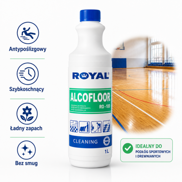 f484ee60cfbd59a0a311f22c46220db6.png ROYAL RO-100 ALCOFLOOR 1L - Antypoślizgowy płyn do podłóg